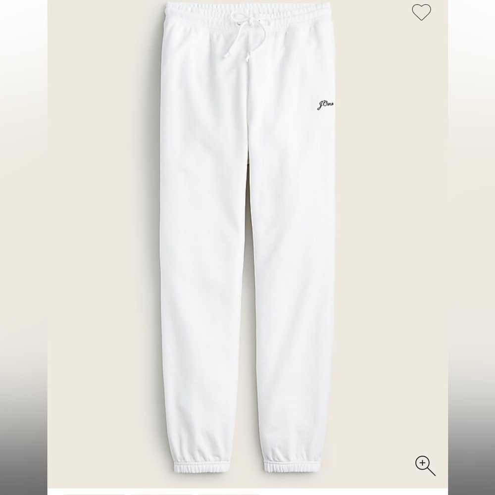 J Crew White University Terry Sweatpants with Logo Size Large NWT